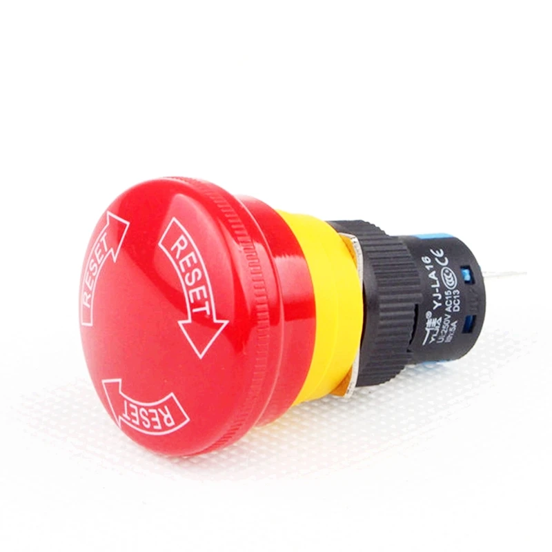 

1PCS Emergency Stop Push Button Switch Latching 1NO 1NC 16mm 3 pins Com+NO+NC
