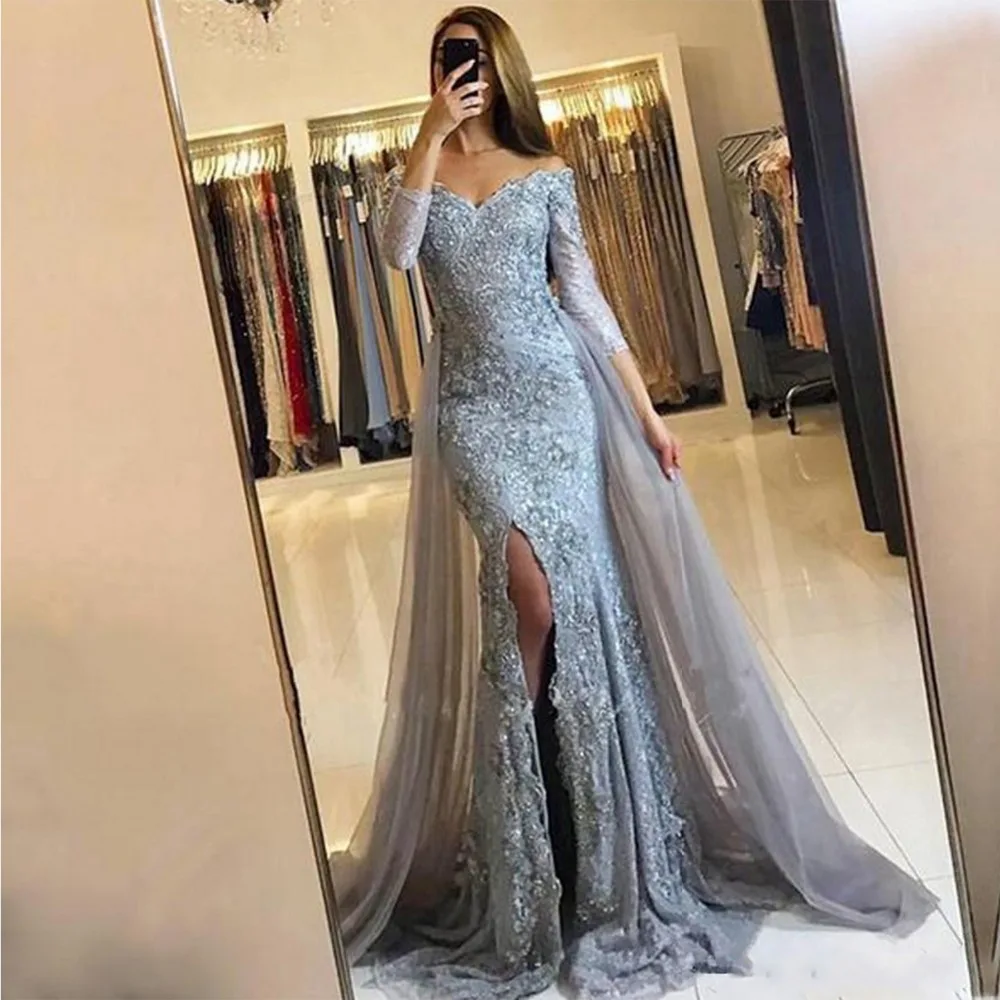 Анти винтажные вечерние платья с длинным рукавом Robe De Soiree Праздничное платье с сексуальным v-образным вырезом, платья с юбкой-годе для женщина плюс Размеры