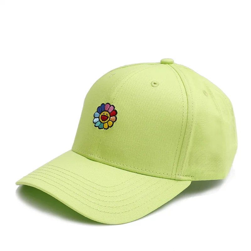 Новая мода Радуга Подсолнух вышивка Хлопковые бейсболки шапки кепки для мужчин женщин Регулируемая пара кепки - Цвет: Green