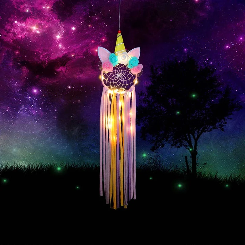 

Unicorn Dream Catcher LED Lights Girl Baby Bedroom Wall Hanging Decorations Wedding Unicorn Party Favor Supplies Wind Chimes