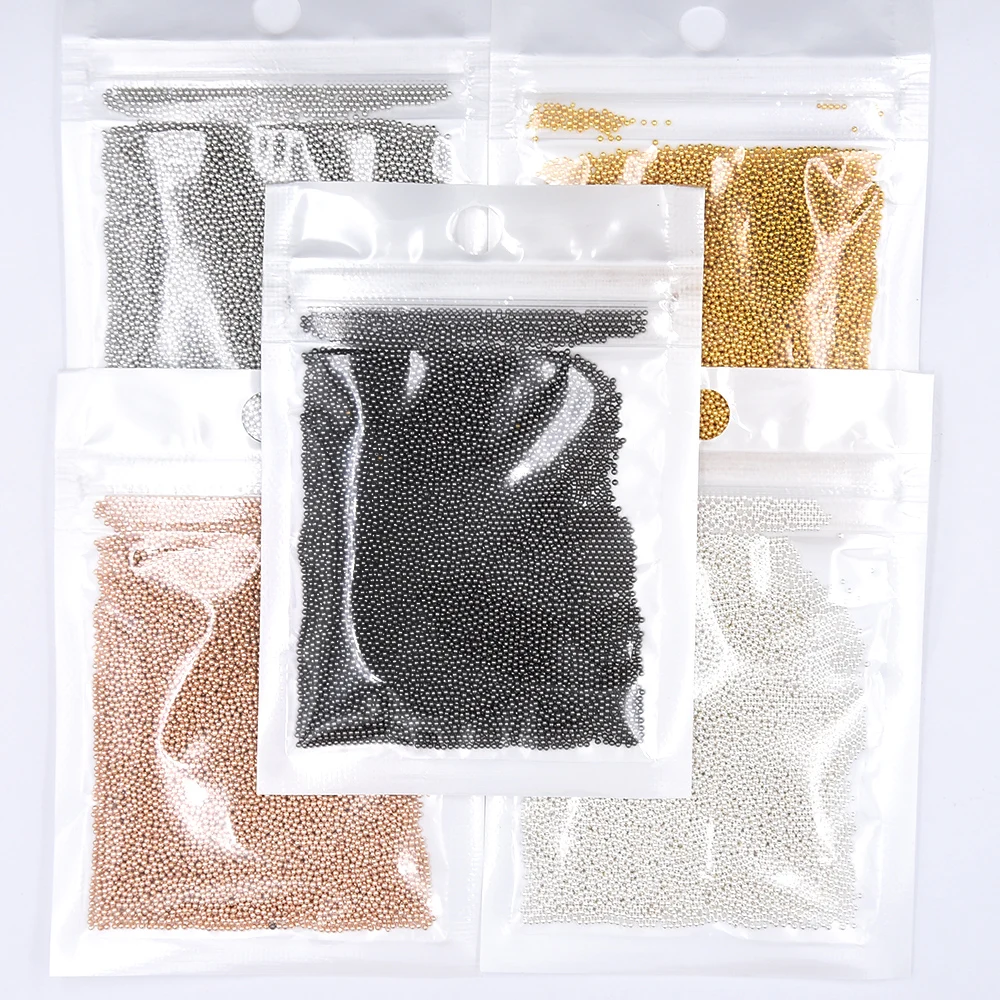 Swagpick 50g أسود الفضة ارتفع الذهب مسمار الفن المعادن البسيطة الكافيار الخرز اللؤلؤ 3D سحر الراين زينة اكسسوارات DIY