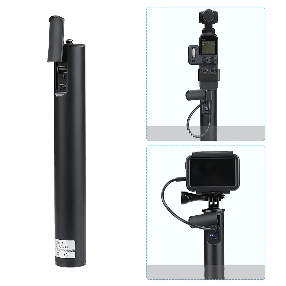Портативное зарядное устройство, зарядная ручка для DJI Osmo Action/Osmo Pocket camera, расширенная зарядная ручка, 5200 мАч, зарядное устройство
