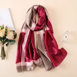 Новый Шелковый шарф Женские Простые Модные геометрический узор платки бандана элегантная дама шаль для путешествий с запахом качество