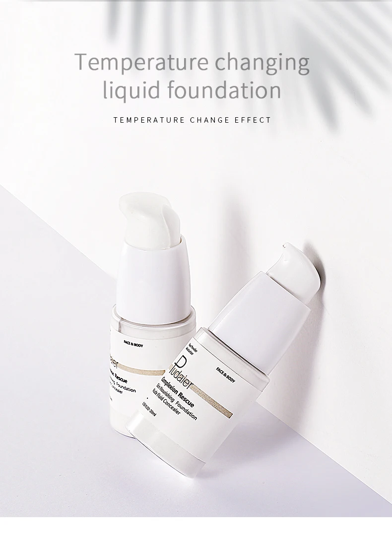 

Pudaier Brighten Skin Color Colour Changing 20ML Liquid Foundation Makeup Base Nude Face Liquid Cover Lasting Concealer TSLM1