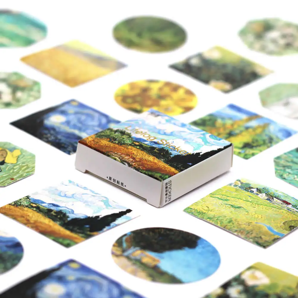

45 Pcs/Pack Kawaii Cute Van Gogh Oil Painting Pattern Decoracion Journal Stickers Scrapbooking Stationery Student Office Supplie