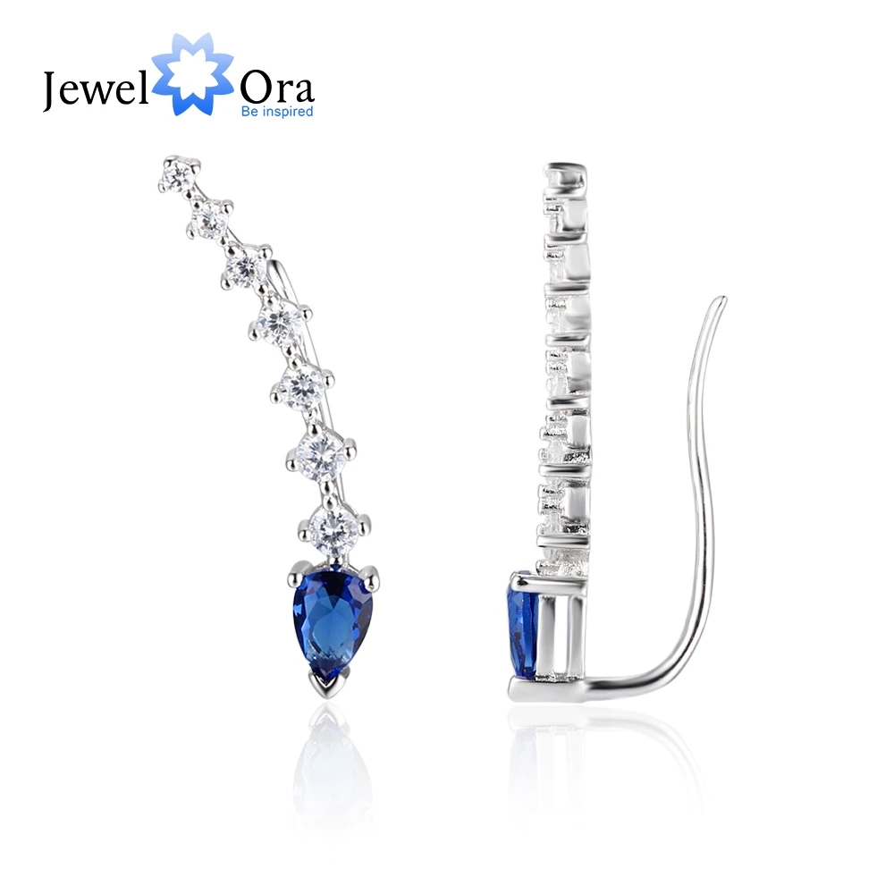 

Water Drop Shape Blue Cubic Zirconia Clip Earrings For Women 925 Sterling Silver Party Jewelry Gift (JewelOra EA103167)