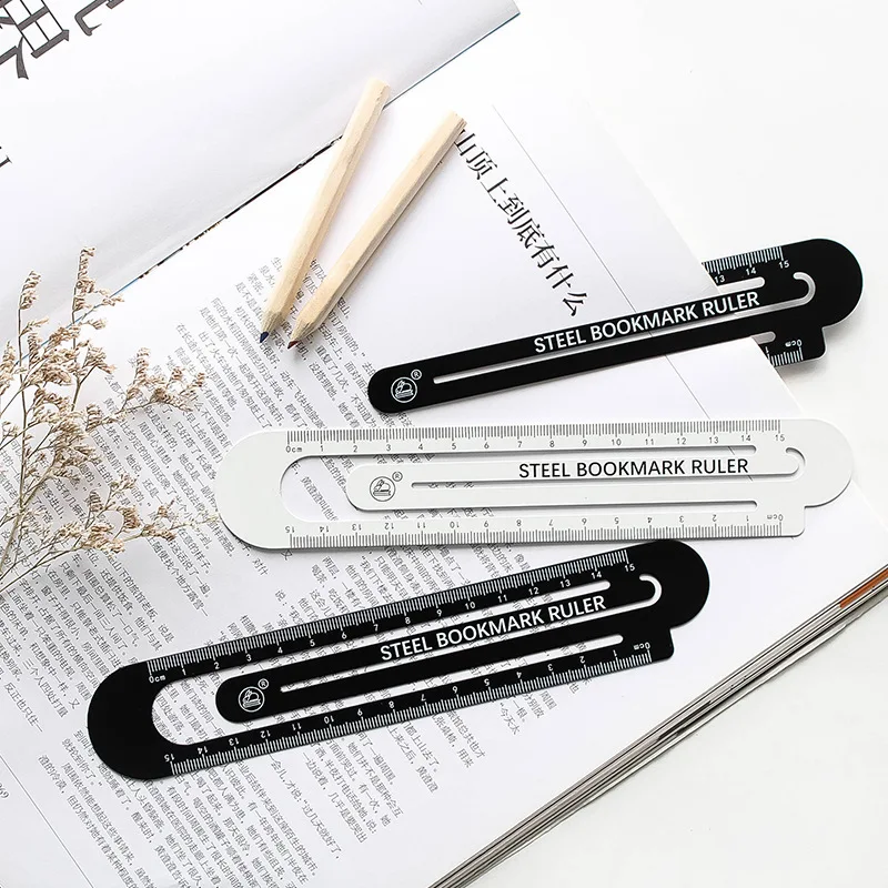 

1pc 12cm Steel Ruler Multifunction Measuring Tool Metal Bookmark Ruler School Student Stationery Drawing Accessories
