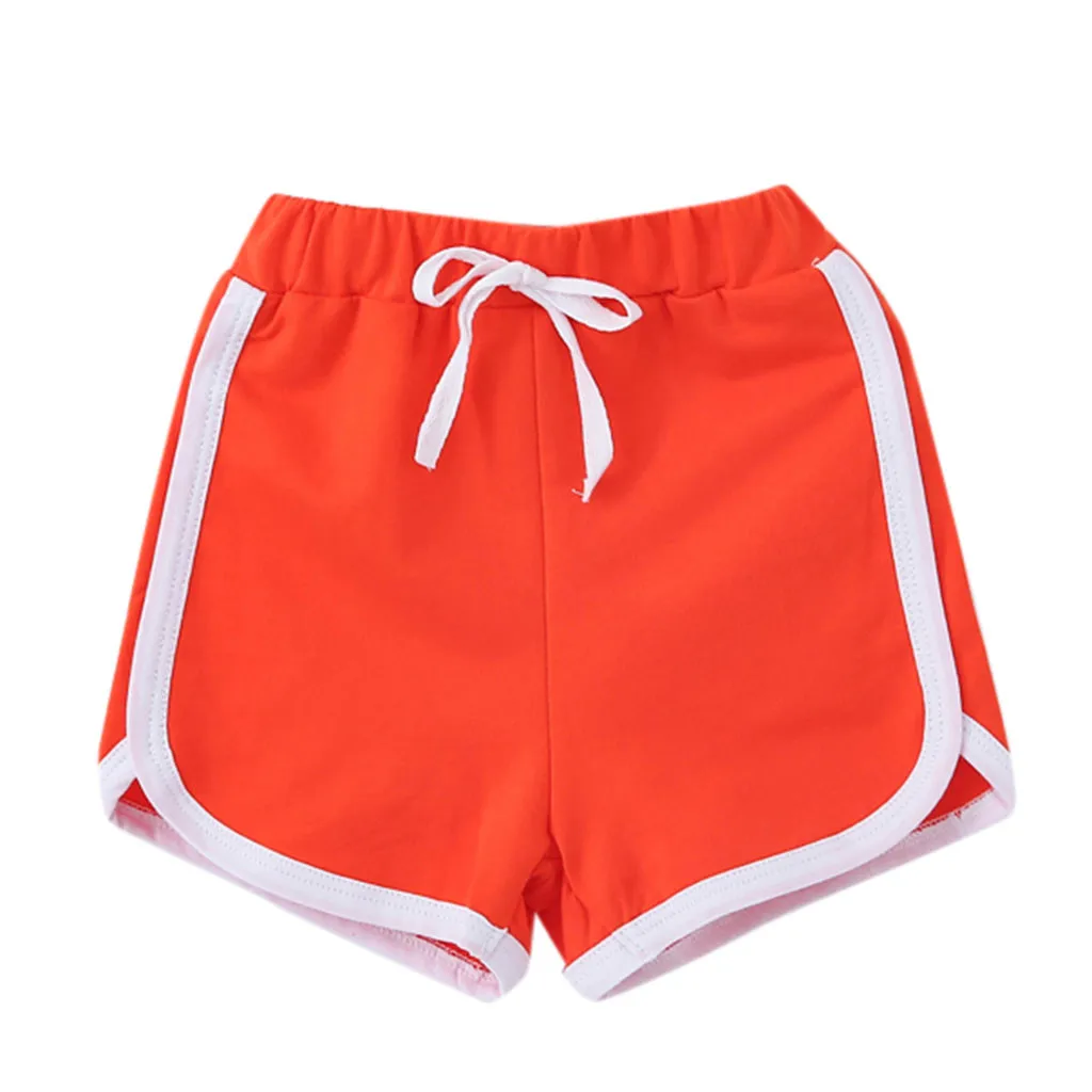 Детские повседневные шорты ярких цветов для мальчиков и девочек, штаны с эластичной резинкой на талии, детские пляжные короткие штаны, летняя мода - Цвет: Orange