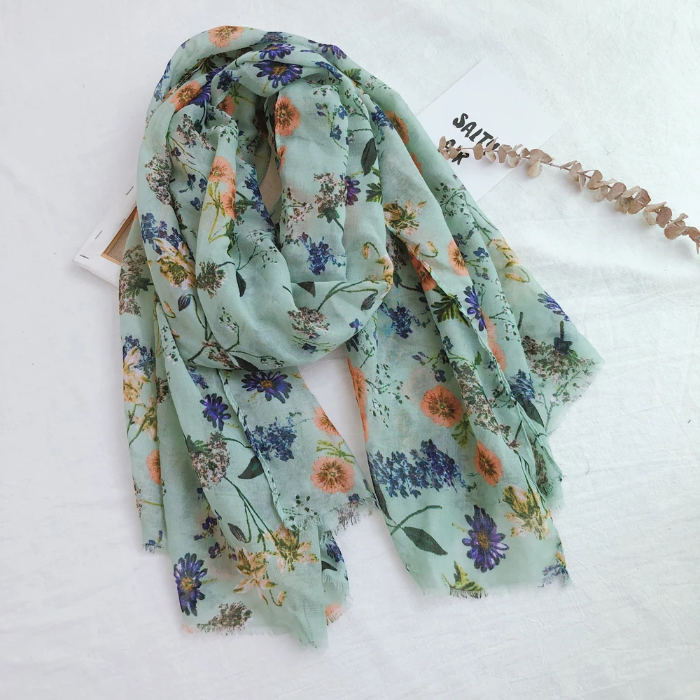 

2019 Newest Beautiful Floral Fringe Scarves Shawls Beautiful Trend Flower Pattern Long Wrap Scarf Hijab Muffler Free Shipping