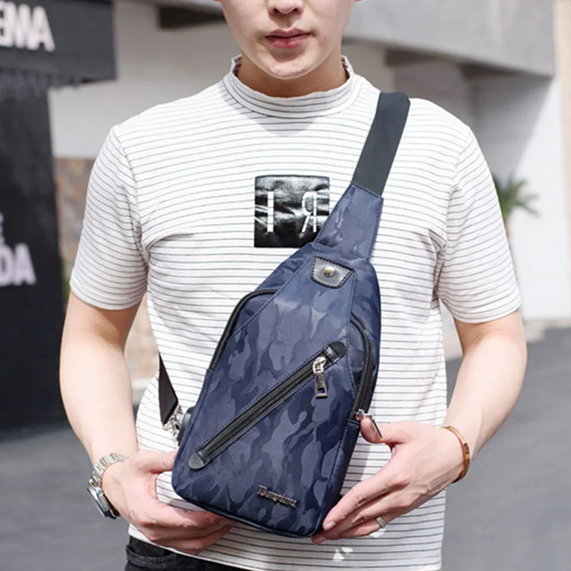 Men Backpack Anti Theft Canvas Chest Bag USB Rechargeable Teenager Single Shoulder Bag Boy Casual Mochila Sac A Dos Homme BP0216 (8)
