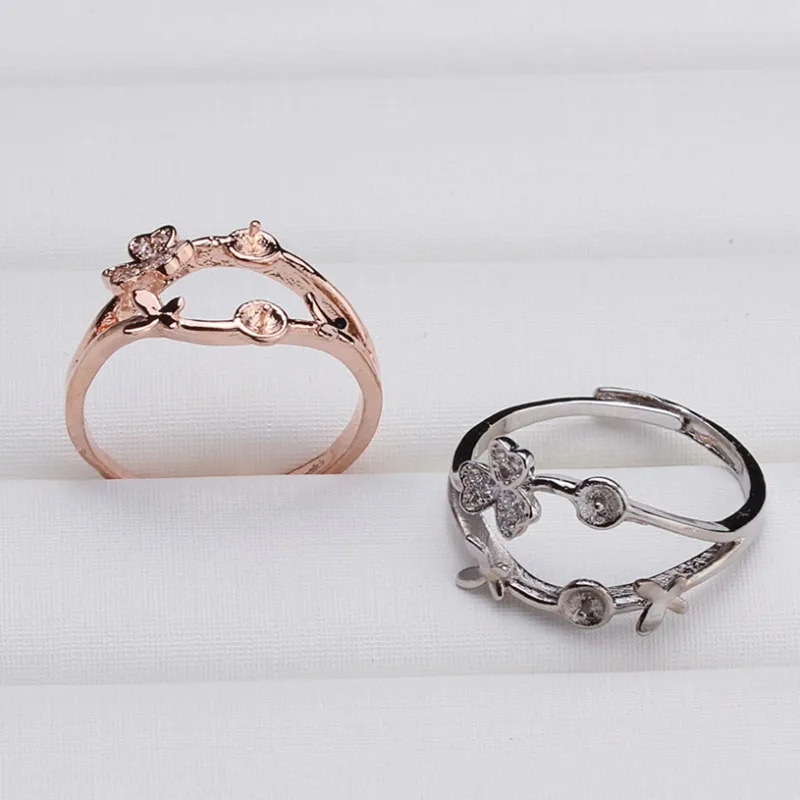 

Flower Ring Mountings Base Findings, Adjustable Ring Jewelry Setting Parts Fittings for Akoya Edison Pearls Jade Coral Beads
