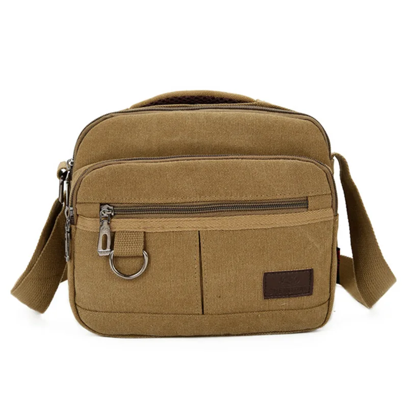 Хаки Men Canvas Satchels Solid Joker Large Capacity Casual Messenger Bag for Outdoor LXX9 - Цвет: Хаки