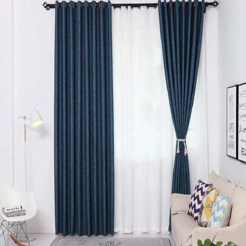 Blackout Window Curtains With Different Colors Shading Solid Color Cotton Linen Ramie Office