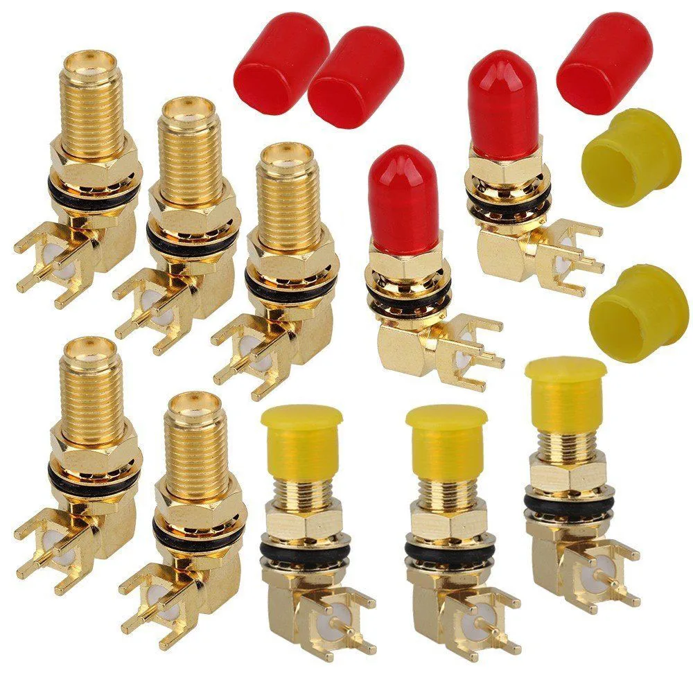 

10pcs Connector SMA Female Jack Bulkhead Solder PCB Mount Right Angle O-Ring