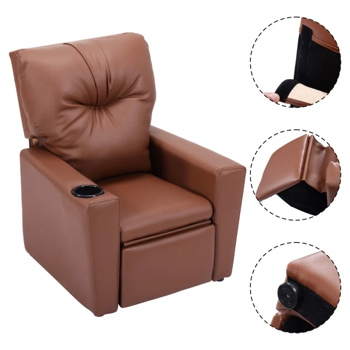 Giantex Kids Sofa Manual Recliner Pu Leather Ergonomic Lounge with Cup Holder Children Gift Modern Children Furniture HW54197BN Giantex Kids Sofa Manual Recliner Pu Leather Ergonomic Lounge with Cup Holder Children Gift Modern Children Furniture HW54197BN