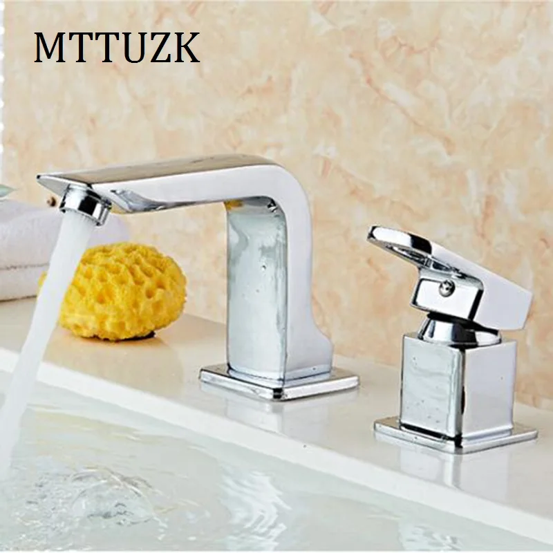 

MTTUZK Free Shipping 2 Piece Bathroom Faucet Basin Faucets Deck Mounted Bathroom Tap Set 2 Hole Faucet Mixer Crane 2pcs/set