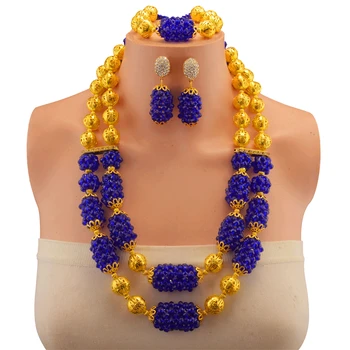 

Blue Crystal Teardrop Wedding Bridal Jewelry Sets Rhinestone Necklace Set for Women African Beads Jewelry Set