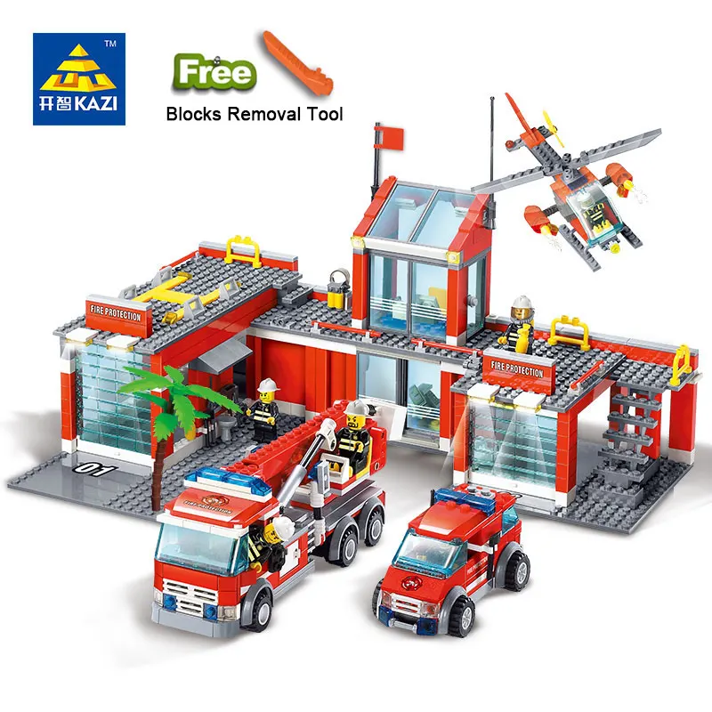 

774pcs 8051 Building Blocks Fire Station Model Building Blocks Bricks Block ABS Plastic Educational Toys For Children Boy Gift