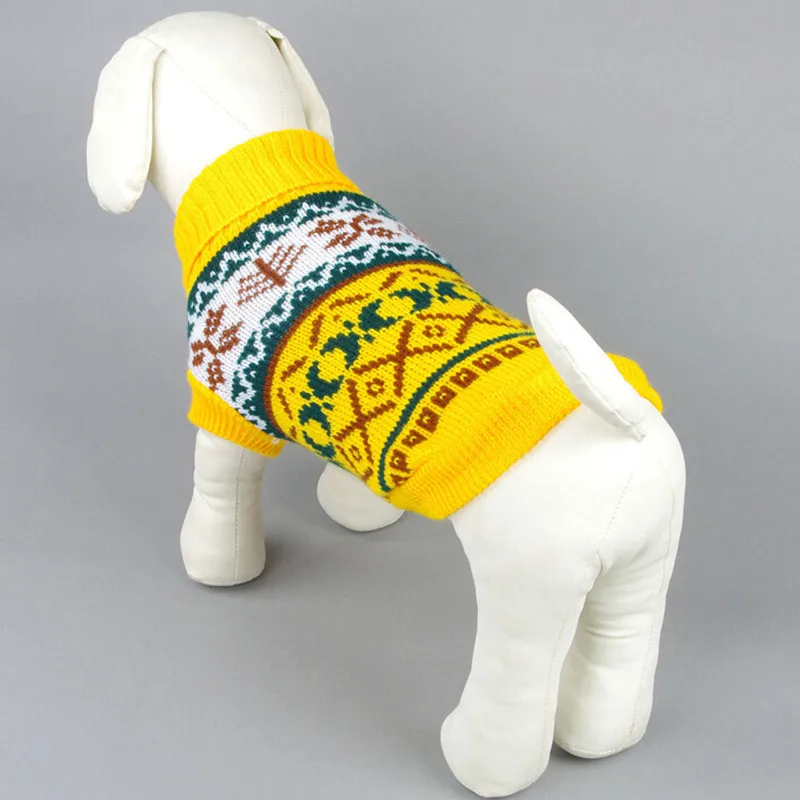 Для домашних любимцев собак Зимний свитер вязаная одежда снежный цветок одежда для кошечек одежда джемпер размер XS-XXL