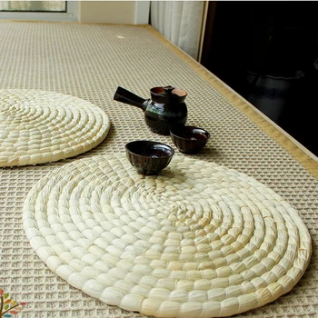 

New Arrived Corn Husk Straw Zafu Meditation Cushion Round Japanese Tatami Futons Seat Cushions