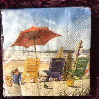 

25cm 20 paper napkin tissue cute sea beach sailboat handkerchief oil craft decoupage girl boy kid birthday party serviettes