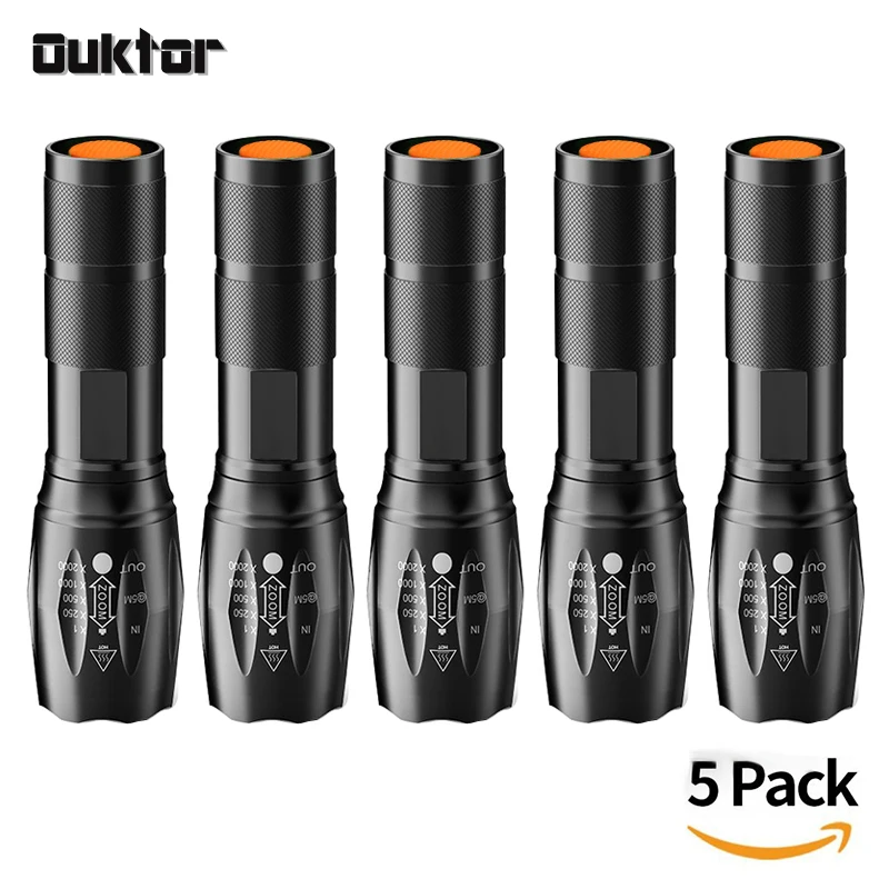 

1/2/3/5 pcs/lot 6000 lumen flashlight cree xml t6 high power 5 modes zoomable led flashlights for bicycle hunting camping