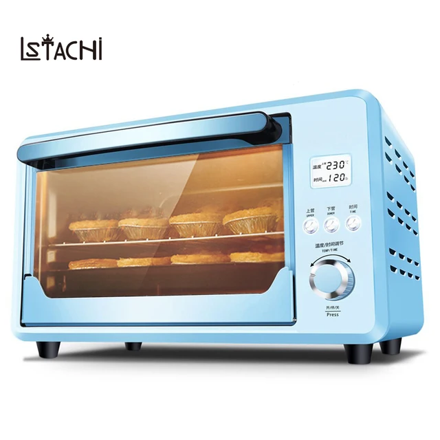 Best Offers LSTACHi 25L Mini Automatic Electric Oven Multifunctional Cake Bread Toasters Pizza Baking Machine Blue 1500W 220V