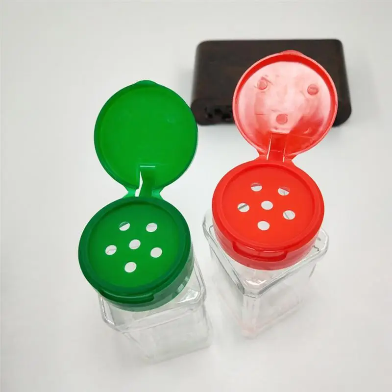 ROSENICE 6pcs Plastic Seasoning Bottle Spice Pot Pepper Shakers Salt Jar Condiment Can Cruet for Barbecue Kitchen(Red