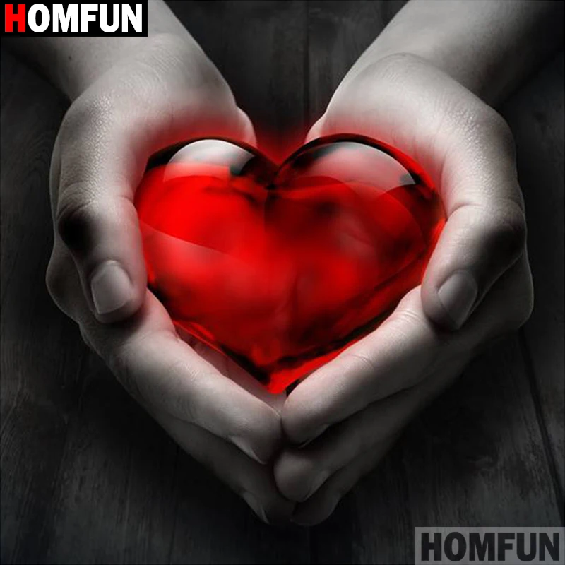 

HOMFUN Full Square/Round 5D DIY Diamond Embroidery "Hand holding heart" Diamond Painting Cross Stitch Rhinestone 5D A00744