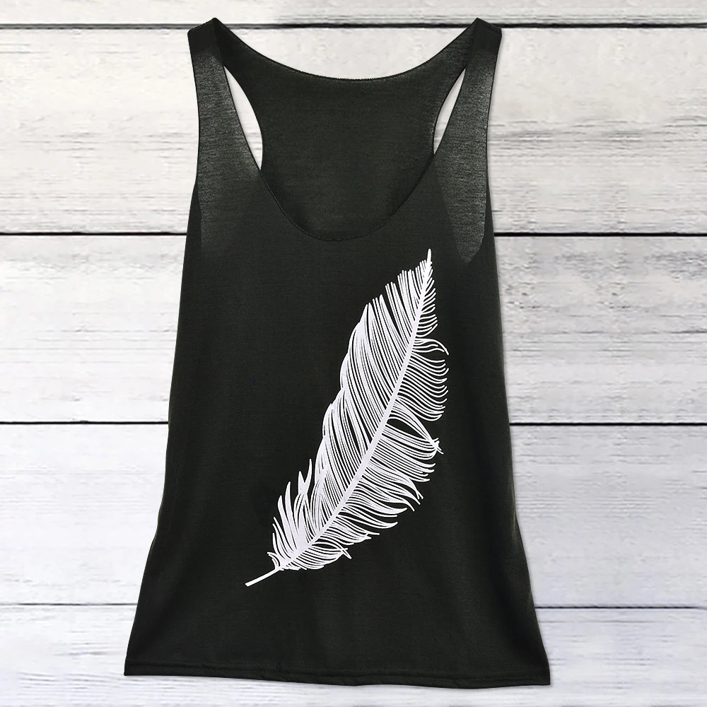 

WENYUJH 2019 Holiday Feather Print Camis Fashion Beach Clothing Women 5XL Female Casual Tank Big Plus Size Club Summer Sexy