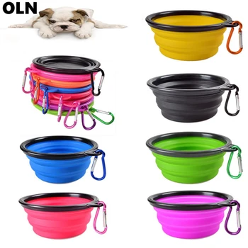 

Pet Silica Gel Bowl Dog Cat Collapsible Silicone Dow Bowl Candy Color Outdoor Travel Portable Puppy Food Container Feeder Dish