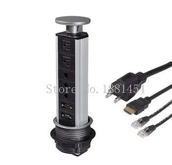 Buy New 2019 New Pulling Pop Up Power Socket 2 US Plugs 3 RJ45 Ports DHMI +VGA PTabletop Safe Hidden Outlet/Officer Socket