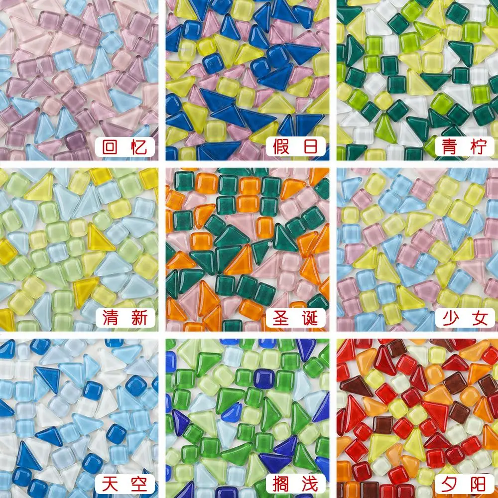 

Collage of scattered crystal irregular Colorful stone Mosaic Tiles for DIY Crafts Mosaic Making 200g