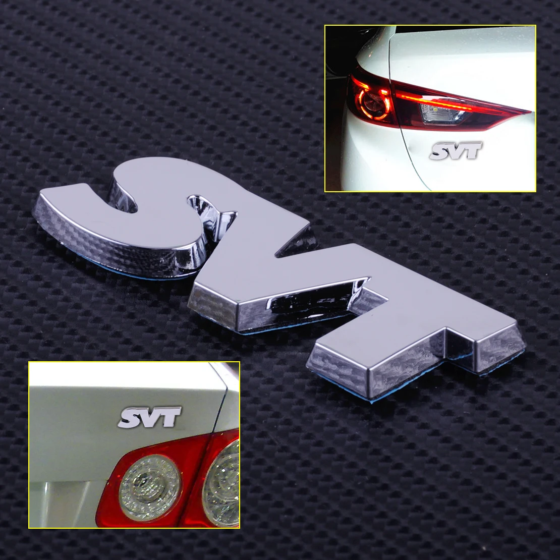 CITALL Silver Car Side Rear Trunk Self Adhesive SVT Logo Styling Emblem