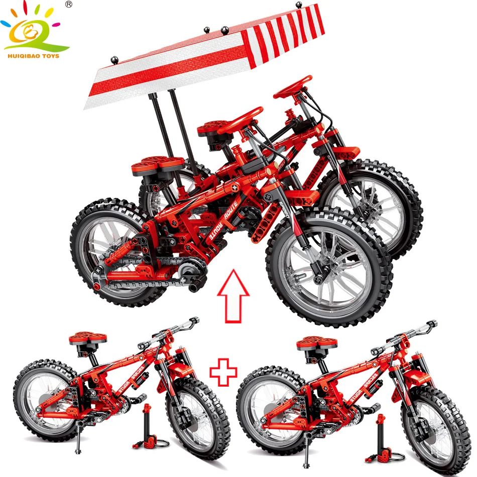 

HUIQIBAO TOYS 306/612pcs 2in1 Mountain Bikes Model Building Blocks For Children Compatible Technic City vehicle Bricks