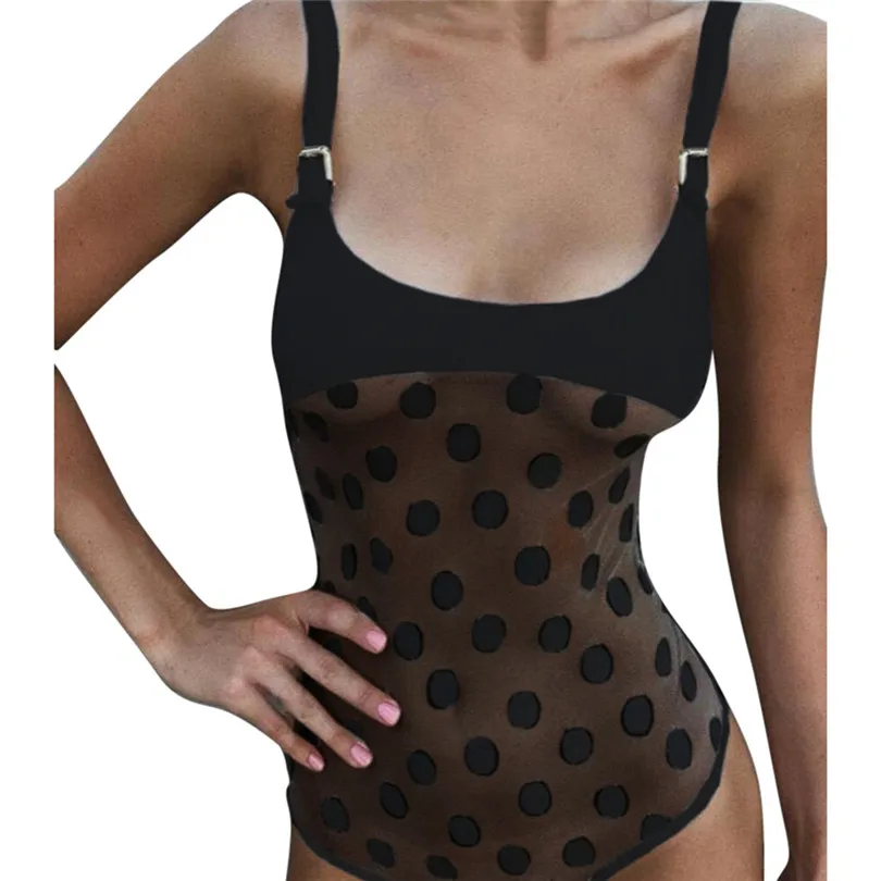 

WATER PRINCESS Women Sexy Dot Push-Up Padded Bra Beach Halter Bikini Set One Piece Swimsuit Swimwear Whole bathing suits A30