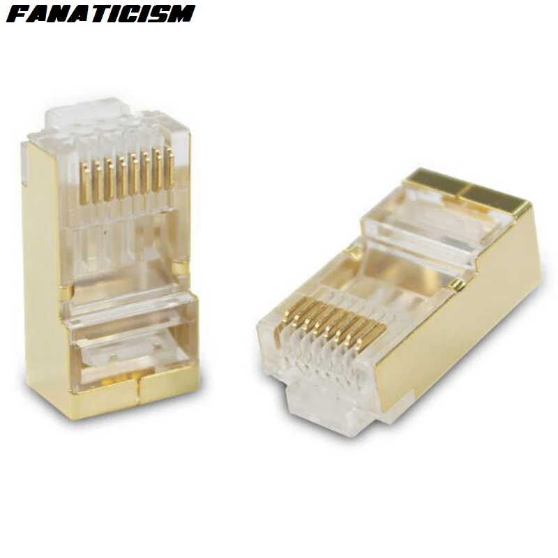 1000pcs Top Quality Gold Metal Shield Network RJ-45 CAT5 Ethernet Lan Cable Modular Plug Adapter RJ45 8P8C CAT5E | Компьютеры и офис