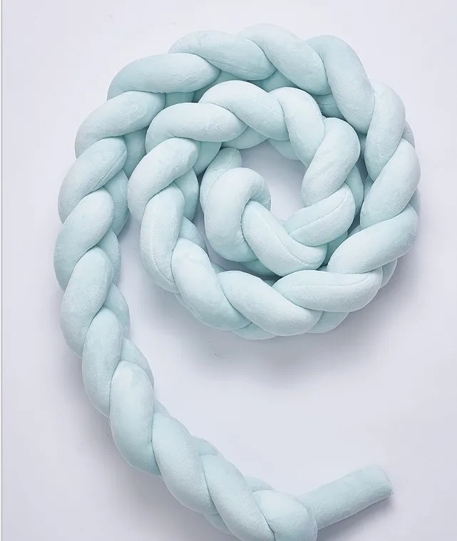 100cm blue 1 м, 1,5 м, 2 м, 3 м, длина, Детские плетеные Бамперы для кроватки, подушка с узлом, Детский комплект для кроватки, декодер для детской комнаты, защита для кроватки спинка кровати - Цвет: 100cm blue