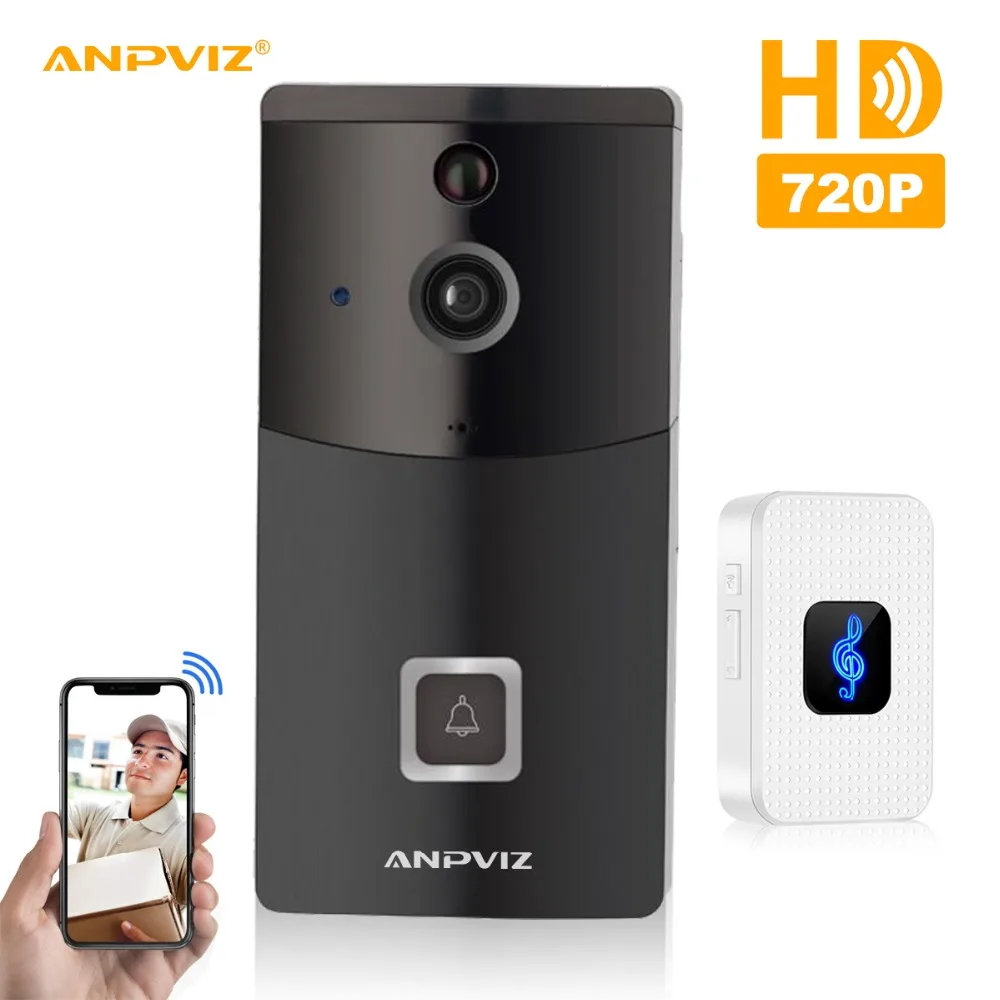 

Anpviz 720P Wireless WiFi Video Doorbell 1.0MP Doorbell Camera Night Vision Two-Way Audio Battery Operation Waterproof +Indoor