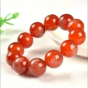 

Pure natural string strings for women evil spirits men's transs hipment red agate Buddhist words bracele