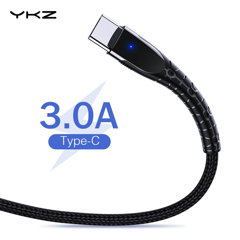 Кабель USB C YKZ для samsung Galaxy S10 S9 type кабель быстрой зарядки данных type-C Xiaomi Redmi Note 7 USB-C