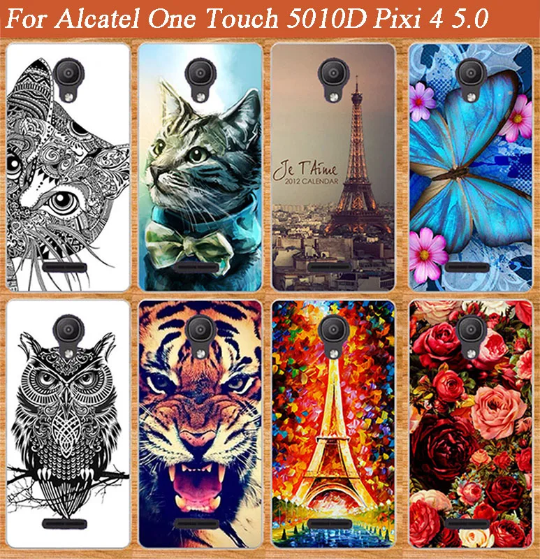 

High Quality Patterns SOFT TPU Phone Cases for Alcatel One Touch 5010D Pixi 4 5.0 Case Cover Phone Protective Case 5010