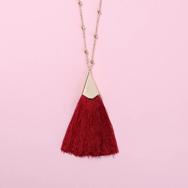 Цепочка из бисера длинный подвес-кисточка свитер ожерелье для женщин модное ожерелье в богемном стиле