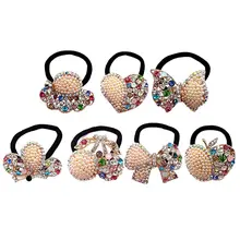 1 шт горный хрусталь веревка для волос цветок прочный волос кольцо жемчуг модный, с резиновым ремешком головной убор аксессуары для волос Новинка