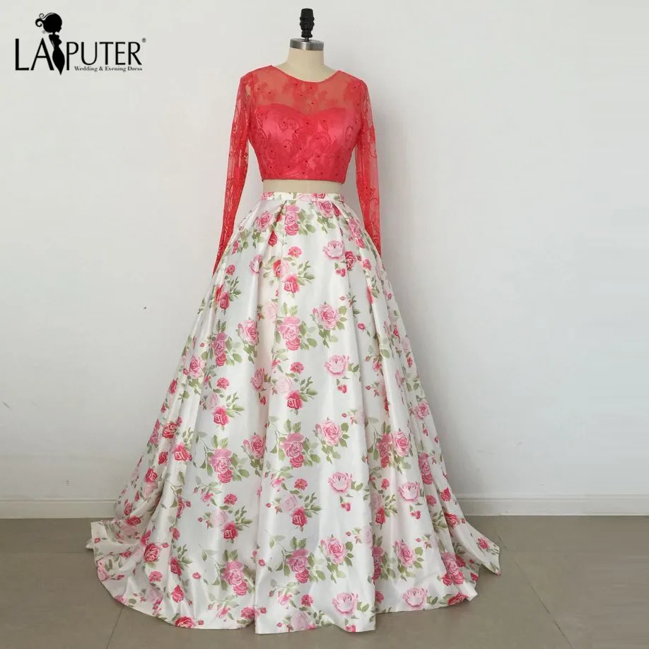 floral print gowns with sleeves