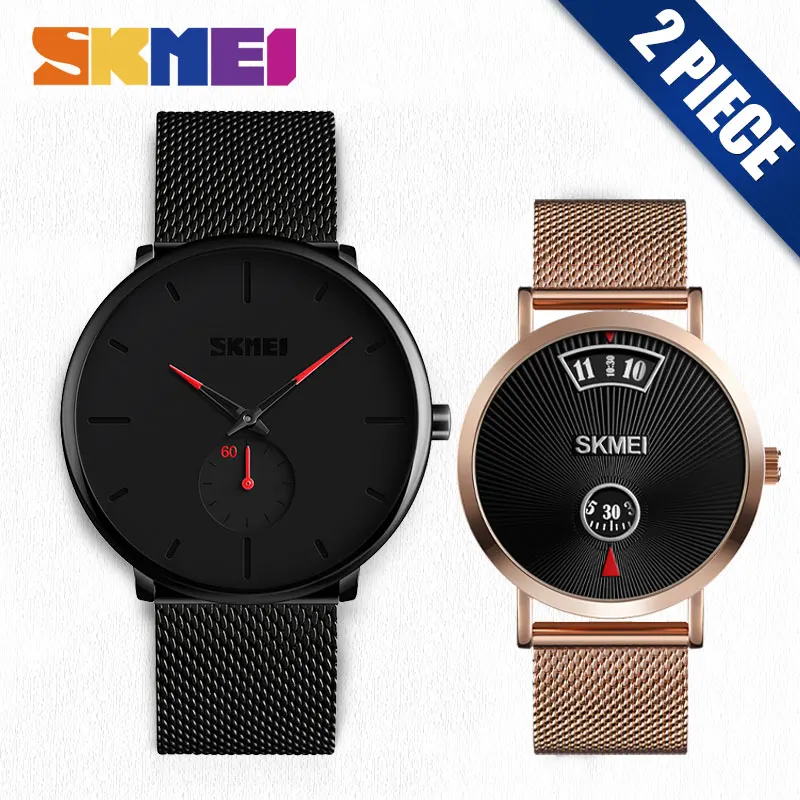 

SKMEI Quartz Watch Men Ladies Fashion Casual Wristwatches Waterproof Couple Lovers Watches relogio masculino Clock 9185 1409 Set
