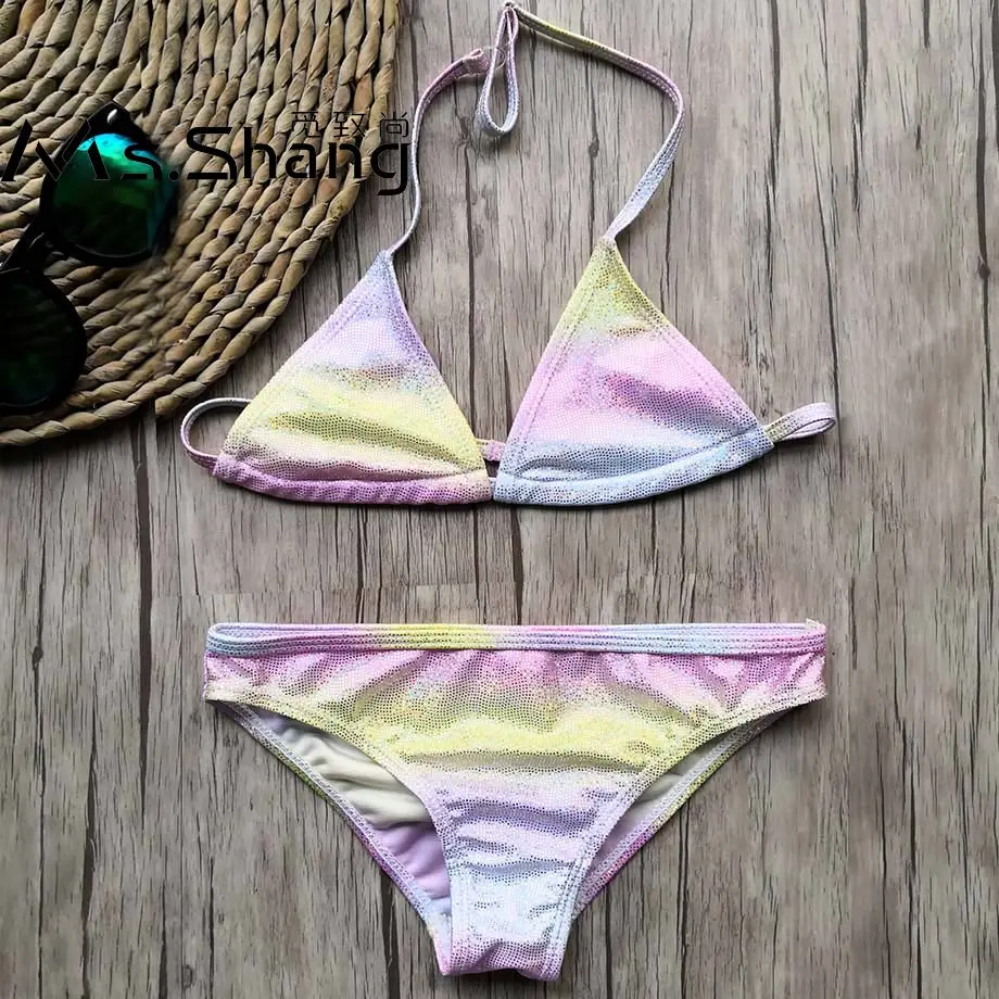 6-16 Years Swimsuit Girls Mermaid Two Piece Children's Swimwear Bling Bling Girls Bikini Child Girl Swim Wear Kids Bathing Suit