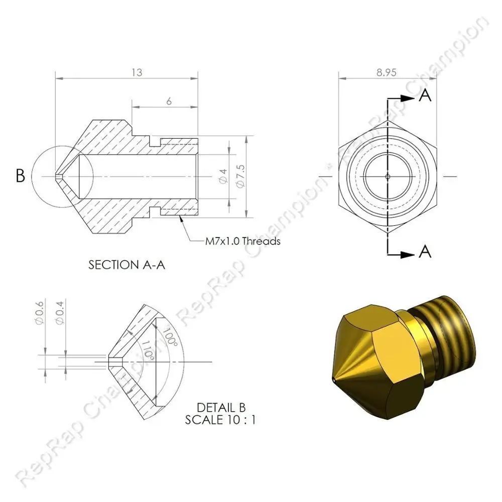 Funssor MK10 сопло с тепловым барьером фотоэлемент 0 4 мм для FlashForge Creator Wanhao CTC экструдер