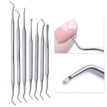 1 шт. двойной серебряный желобок, корректор пальцев, толкатель для кутикулы из нержавеющей стали, инструмент для удаления омертвевшей кожи, маникюрные инструменты для ногтей