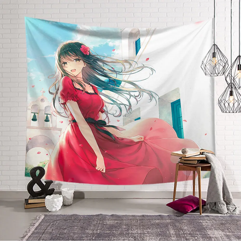 Мультяшный аниме гобелен на заказ, настенный гобелен, Настенное подвесное одеяло для спальни, домашний декор, Декор для дома - Цвет: 6